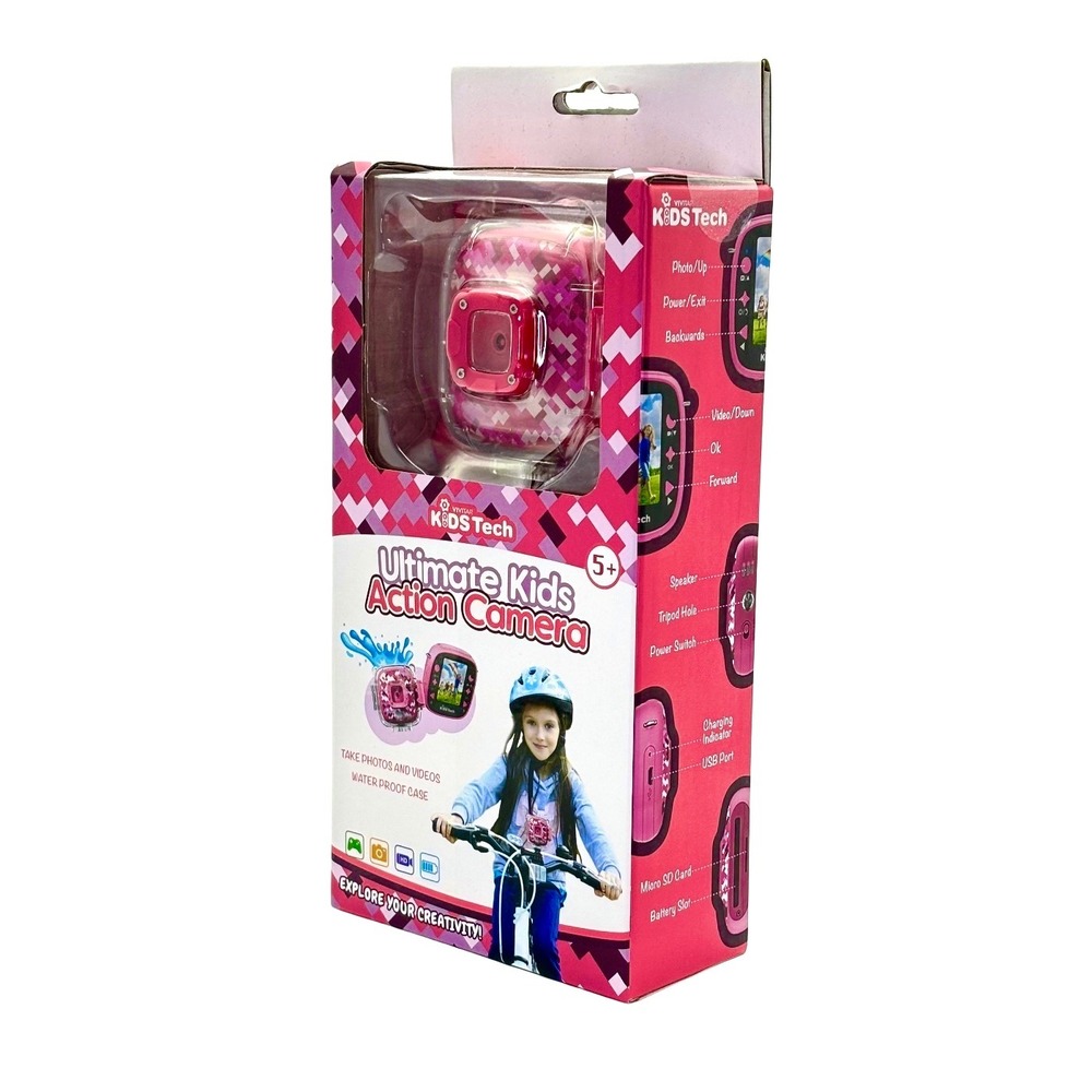 NEW Kids Tech Ultimate Kids Action Camera Photos Videos Waterproof Case‎ Pink